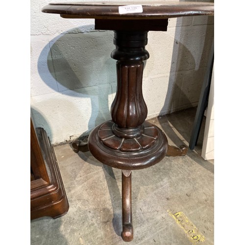 145 - Victorian walnut and boxwood inlaid, tripod games table 62H 45cm diameter