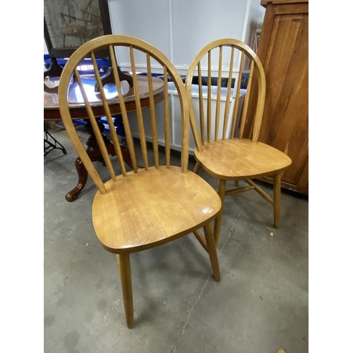 104 - Pair of rubberwood hoop back kitchen chairs