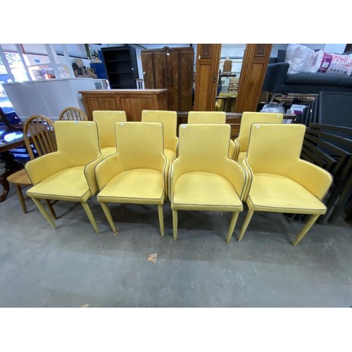 105 - 8 contemporary yellow upholstered chairs 88H 55W 46D