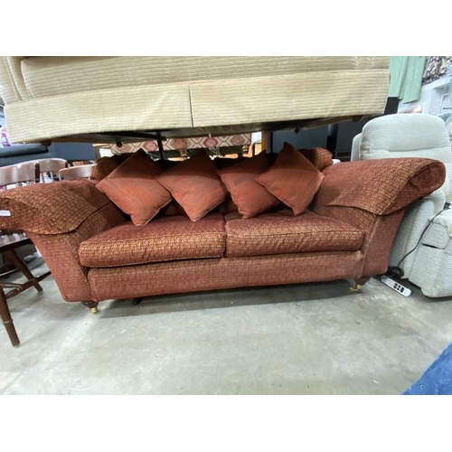 110 - Good quality burgundy and gold settee 200W 94D