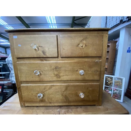 113 - Victorian pine 2 over 2 chest of drawers 94H 107W 41D