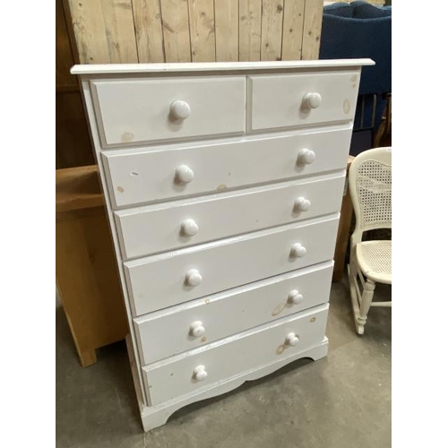 115 - Painted pine 2 over 5 chest of drawers 131H 88W 44D