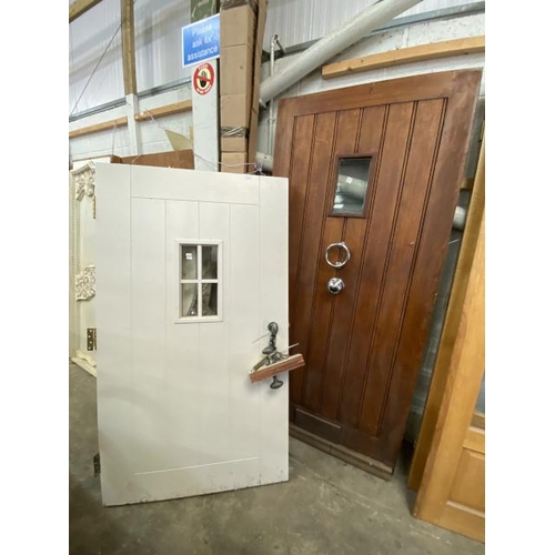 12 - Solid oak external door with chrome door furniture 1970H 900W 45D (mm) and a composite external door... 