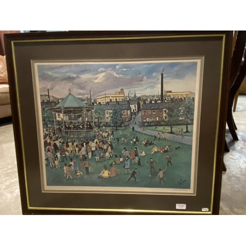 181 - 1973 framed 'Winter Wedding' & 'The Bandstand (Stamford Park, Hale)' pencil signed print by Edith Le... 