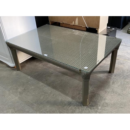 235 - Lloyd Loom of Spalding 'Buxton' coffee table with tempered glass top 45H 120W 75D (in excellent cond... 