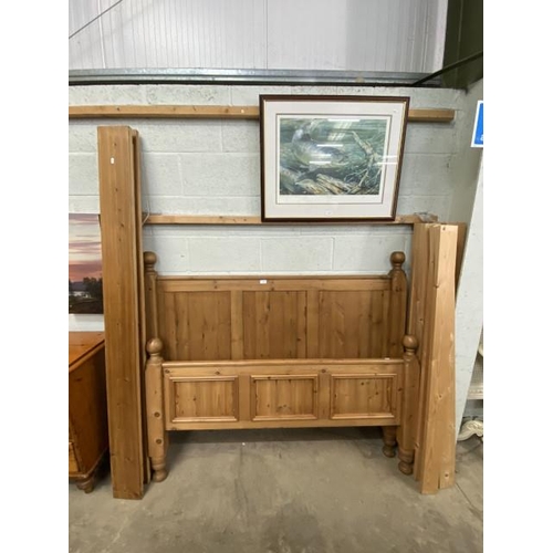 4 - Solid pine double bed frame with side rails and lats