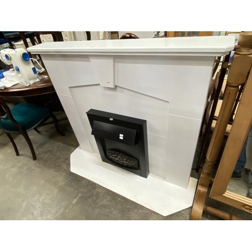 40 - White painted fire surround with black electric fire 105H 121W 40D