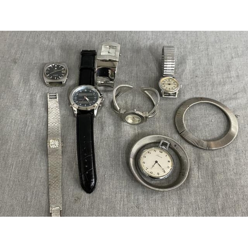 418 - 6 watches & a pocket watch inc. Roamer shock-resist 17 jewels, Roamer Mustang, Rotary, Lucerne etc.