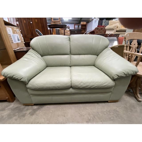 48 - Green leather settee 160W