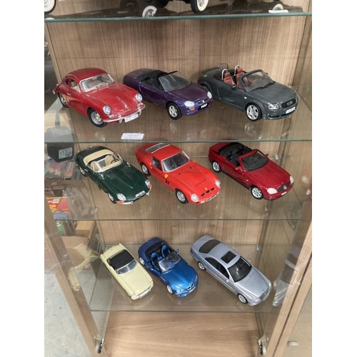 517 - Porsche 356B (Burago), MGF (Corgi), Audi TT Roadster (Maisto), 1961 Jaguar ‘E’ (Burago), Ferrari GTO... 