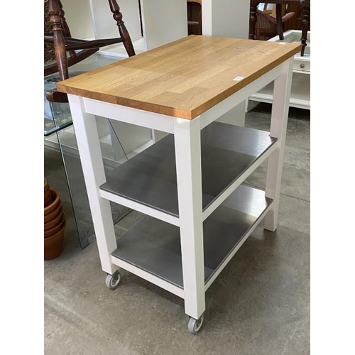 97 - Good quality oak topped kitchen island/butchers block 90H 79W 51D