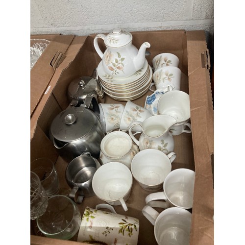 471 - 6 boxes of Tupperware, 5 Waterford crystal glasses, The Viking cast & brass kitchen scales with weig... 