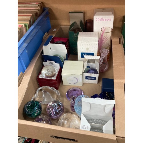 513 - 6 boxes of assorted glassware including vases, Bohemia vase, cut glass fruit bowl, Portmeirion tumbl... 