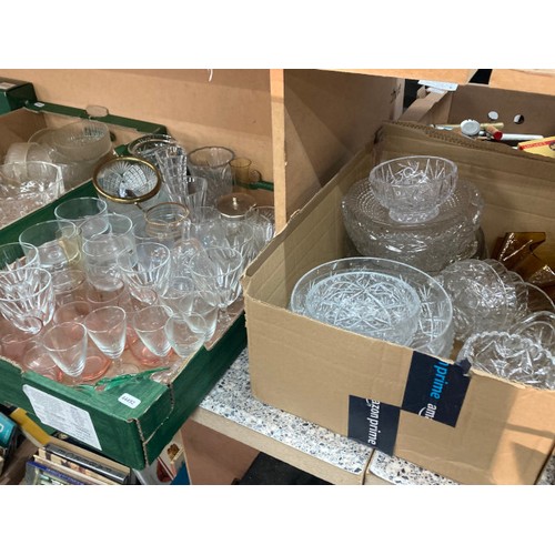 513 - 6 boxes of assorted glassware including vases, Bohemia vase, cut glass fruit bowl, Portmeirion tumbl... 