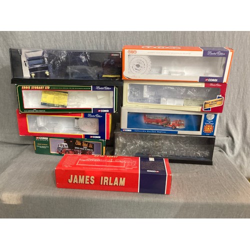 493 - 2 shelves of assorted collectors vehicles including Eddie Stobart, Corgi (some with boxes)