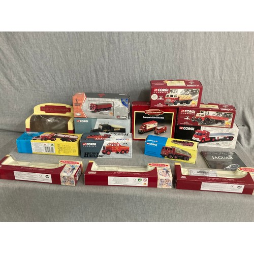 493 - 2 shelves of assorted collectors vehicles including Eddie Stobart, Corgi (some with boxes)