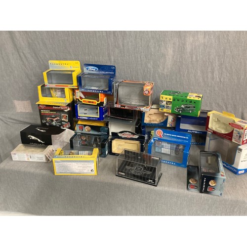 487 - 4 shelves of assorted vehicles including Corgi, Days Gone, Lledo (some with boxes)