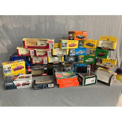 487 - 4 shelves of assorted vehicles including Corgi, Days Gone, Lledo (some with boxes)