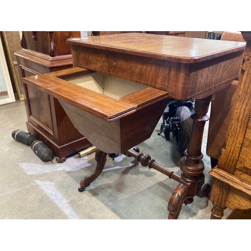 161 - Victorian walnut sewing table 73H 56W 40D