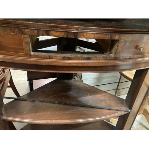 73 - Victorian mahogany inlaid corner cupboard (one drawer missing) 202H 104W 52D