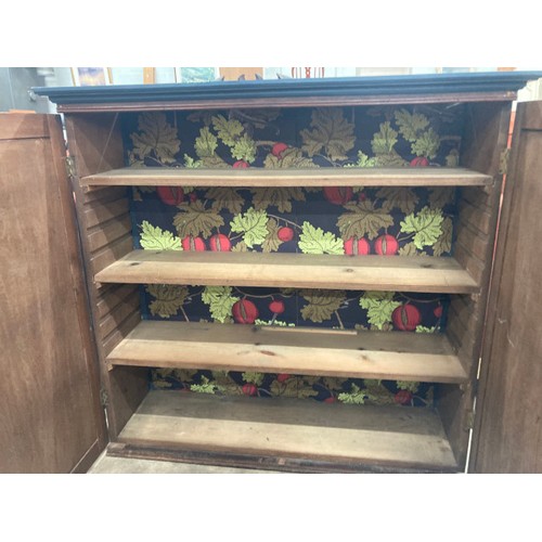 88 - Victorian oak school cupboard with shelves to the interior 106H 111W 34D