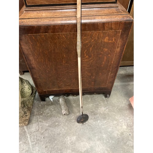 217 - 19th century William Robinson mahogany and oak cased grandfather clock with pendulum and weight 224H... 