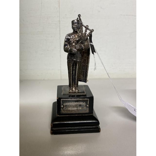 302 - Silver Edward Barnard & Sons Ltd, London 1971 'The Gurkhas Engineers statue on wooden base, awarded ... 