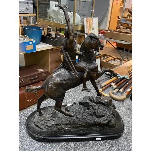 239 - The Wounded Bighorn by Frederic Remington bronze sculpture on granite base, signed to base 50W 61H 2... 