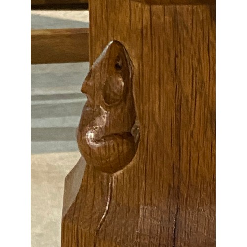 144 - Robert ‘Mouseman’ Thompson (Kilburn 1876-1955) adzed oak refectory table with carved mouse signature... 