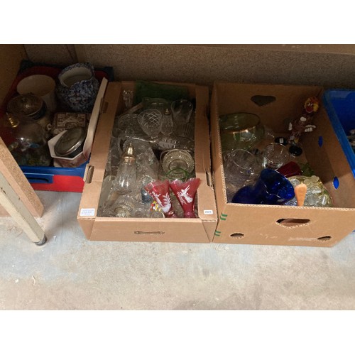 426 - 8 boxes of collectables including a collection of figurines, assorted glass wares including cut glas... 