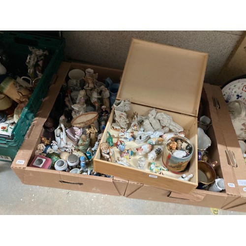 426 - 8 boxes of collectables including a collection of figurines, assorted glass wares including cut glas... 