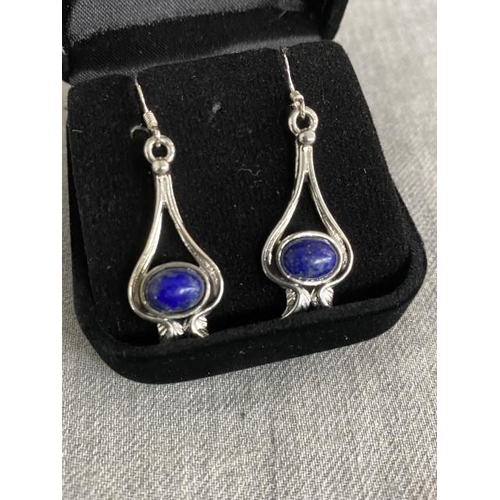 299 - Pair of silver & lapis earrings