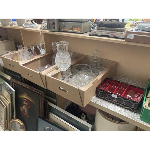 362 - Selection of glassware inc. Royal Brierley glasses, Thomas Webb crystal candle lamp, Stuart crystal ... 