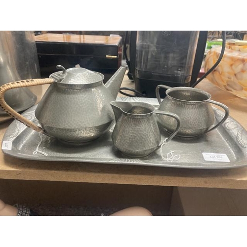 398 - Arts & Crafts pewter tea set