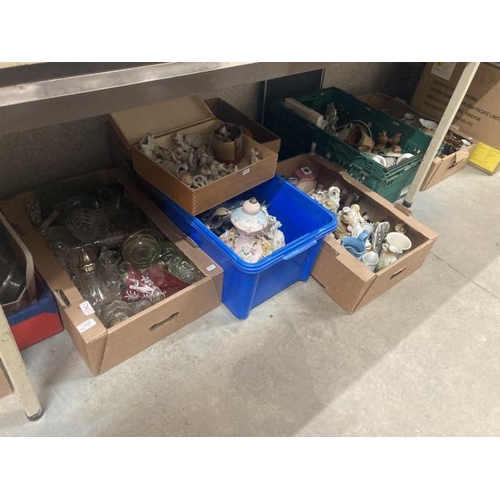 426 - 8 boxes of collectables including a collection of figurines, assorted glass wares including cut glas... 