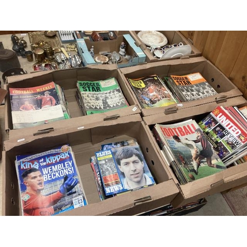 439 - 4 boxes of assorted football magazines including Charles Buchan's Football Monthly 1968-69, large qu... 