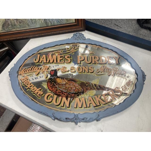 440 - James Purdey & Sons Gun Makers mirror 60cm x 80cm