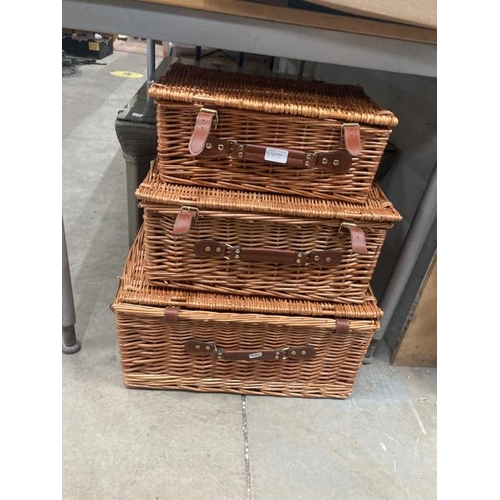 449 - 3 graduated wicker hampers 25H 52W 40D & 20H 46W 33D (new)