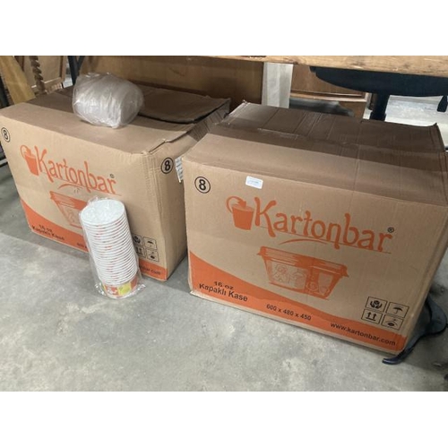 450 - 2 boxes of Kartonbar 160z hot food takeaway cartons with lids (500 per box)