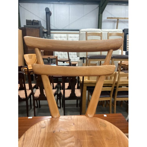 130 - Ercol stacking child's chair with solid elm seat and beech legs and back rest (missing the Ercol lab... 