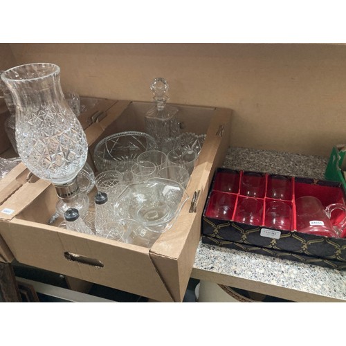 362 - Selection of glassware inc. Royal Brierley glasses, Thomas Webb crystal candle lamp, Stuart crystal ... 