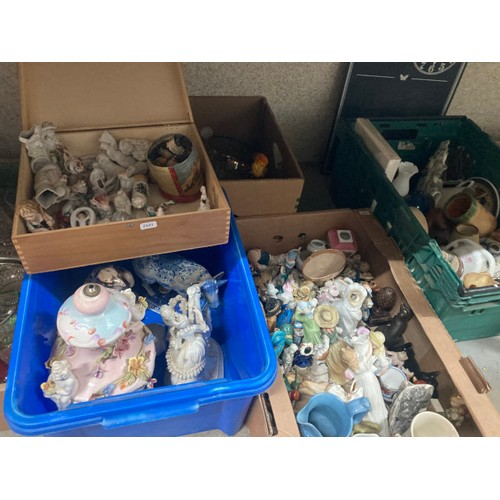 426 - 8 boxes of collectables including a collection of figurines, assorted glass wares including cut glas... 