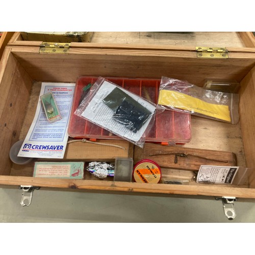 442 - Good collection of fishing accessories including many boxes of assorted flies, floats, rod lines, 3 ... 