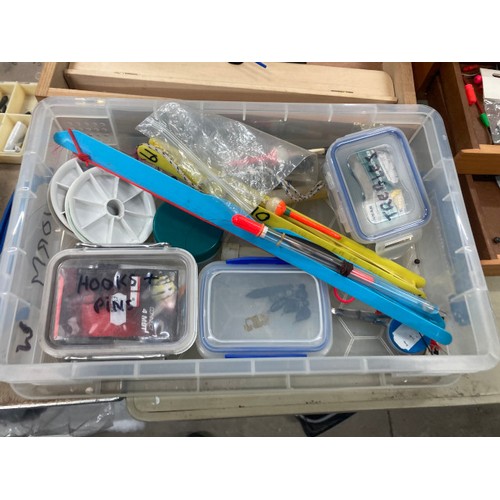 442 - Good collection of fishing accessories including many boxes of assorted flies, floats, rod lines, 3 ... 