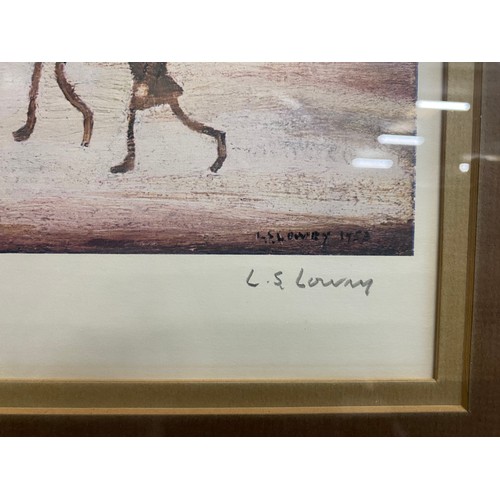 346 - Framed pencil signed L.S. Lowry print 'On The Sands' 199/500 65cm x 80cm (no certificate of authenti... 