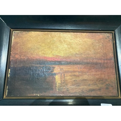 118 - 20th century framed oil on board 'Sunset', unsigned 54 x 39cm