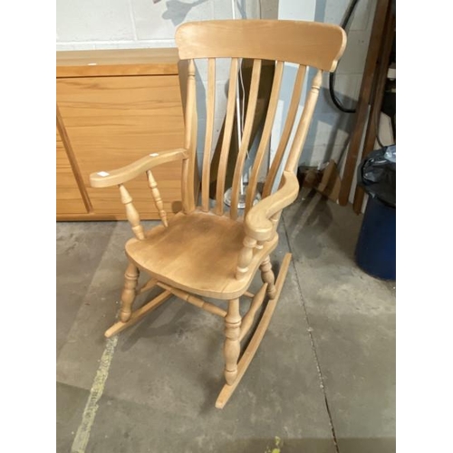 117 - Pine farmhouse rocking chair 113H 66W 86D