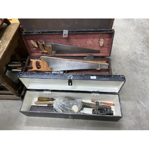 49 - 2 vintage tool boxes and assorted tools