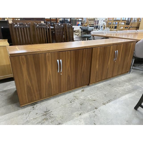 55 - Rosewood effect inlaid four door boardroom sideboard with 4 keys 73H 230W 53D