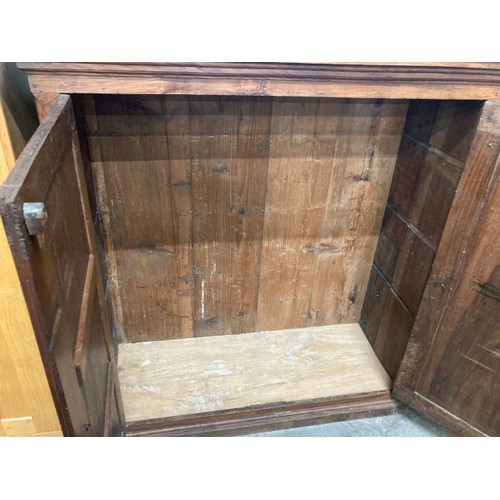 9 - French pine two door cupboard (will require shelves to the interior)/ wardrobe (hanging rail to the ... 